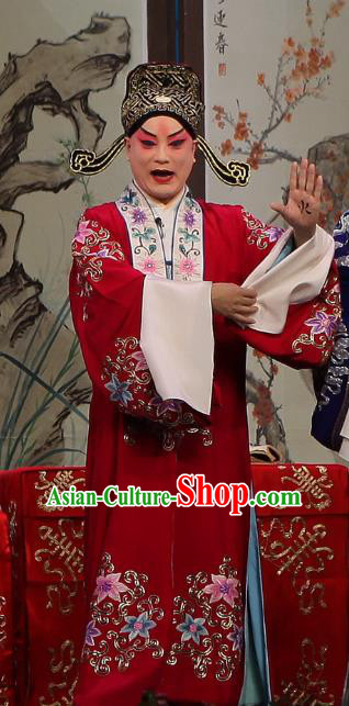 Qun Jie Hua Chinese Peking Opera Xiaosheng Garment Costumes and Headwear Beijing Opera Bridegroom Apparels Young Male Zhou Yu Clothing