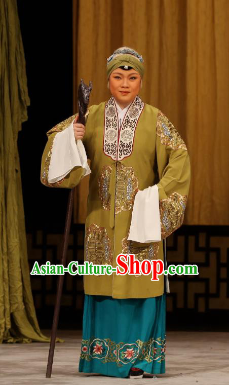 Chinese Beijing Opera Elderly Female Apparels Costumes and Headdress Chi Sang Zhen Traditional Peking Opera Pantaloon Dress Dame Wu Miaozhen Garment