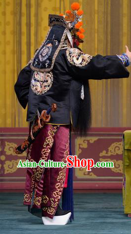 Chi Sang Zhen Chinese Peking Opera Martial Male Garment Costumes and Headwear Beijing Opera Takefu Apparels Bodyguard Wang Chao Clothing