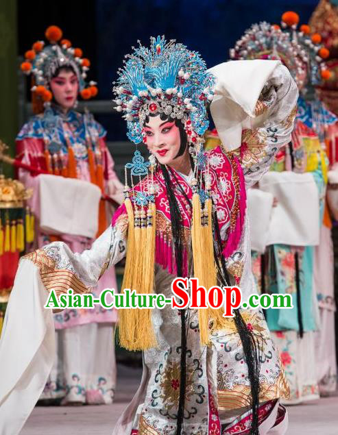 Chinese Beijing Opera Hua Tan Actress Apparels Court Lady Costumes and Headdress Imperial Concubine Mei Traditional Peking Opera Noble Female Dress Garment
