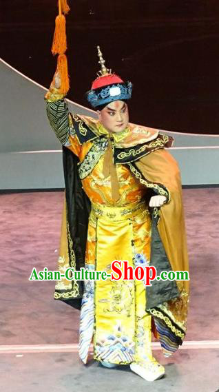 Nan Hai Zi Chinese Peking Opera Qing Dynasty Emperor Shun Zhi Garment Costumes and Headwear Beijing Opera Xiaosheng Apparels Young Male Clothing