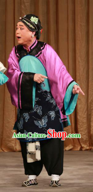 Chinese Beijing Opera Elderly Female Apparels Qing Dynasty Costumes and Headdress Mei Yu Pei Traditional Peking Opera Pantaloon Dress Old Woman Garment