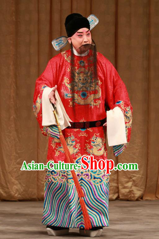 Mei Yu Pei Chinese Peking Opera Elderly Male Garment Official Costumes and Headwear Beijing Opera Minister Su Xu Apparels Clothing