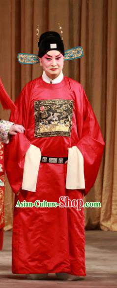 Mei Yu Pei Chinese Peking Opera Young Male Garment Official Costumes and Headwear Beijing Opera Minister Xu Tingmei Apparels Scholar Clothing