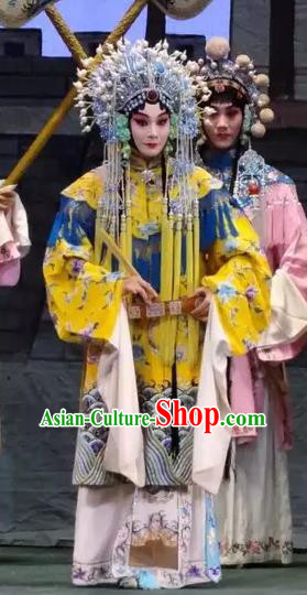 Chinese Beijing Opera Actress Wang Zhaojun Young Female Apparels Costumes and Headdress Han Ming Fei Traditional Peking Opera Hua Tan Dress Garment