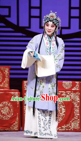 Chinese Beijing Opera Hua Tan Apparels Costumes and Headdress Han Ming Fei Traditional Peking Opera Actress Wang Zhaojun Young Female Dress Garment