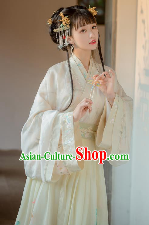 Chinese Ancient Palace Princess Embroidered Hanfu Dress Jin Dynasty Garment Traditional Court Lady Historical Costumes Complete Set