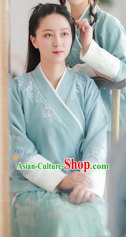 Chinese Ancient Civilian Female Embroidered Hanfu Dress Ming Dynasty Garment Traditional Young Lady Historical Costumes for Women