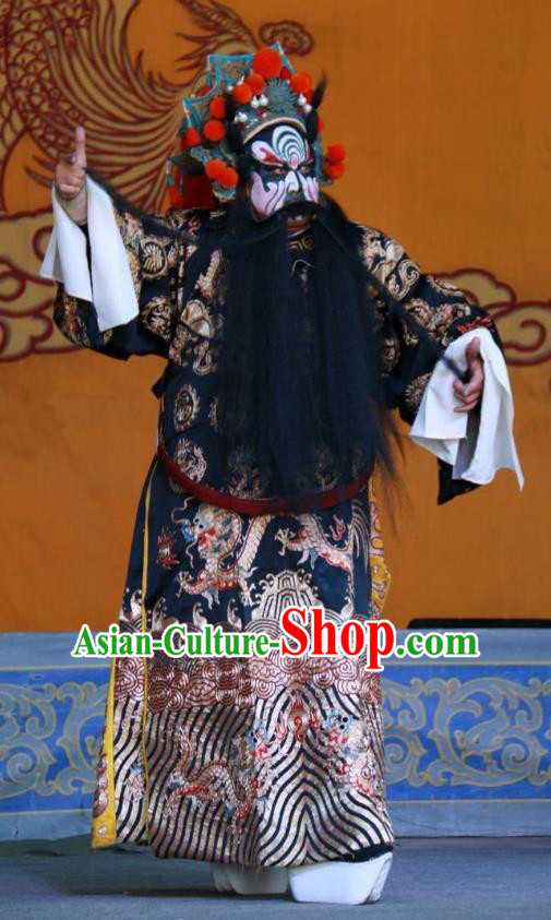 Zui Chen Qiao Chinese Bangzi Opera Jing Role Apparels Costumes and Headpieces Traditional Shanxi Clapper Opera Painted Role Garment Zheng Ziming Clothing