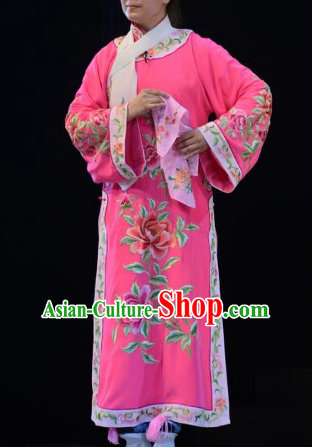 Chinese Hebei Clapper Opera Qing Dynasty Princess Garment Costumes and Headdress Sixth Panchen Traditional Bangzi Opera Young Female Pink Dress Apparels