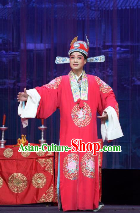 Li Hua Return Tang Chinese Shanxi Opera Bridegroom Xue Dingshan Apparels Costumes and Headpieces Traditional Jin Opera Young Male Garment Xiaosheng Clothing