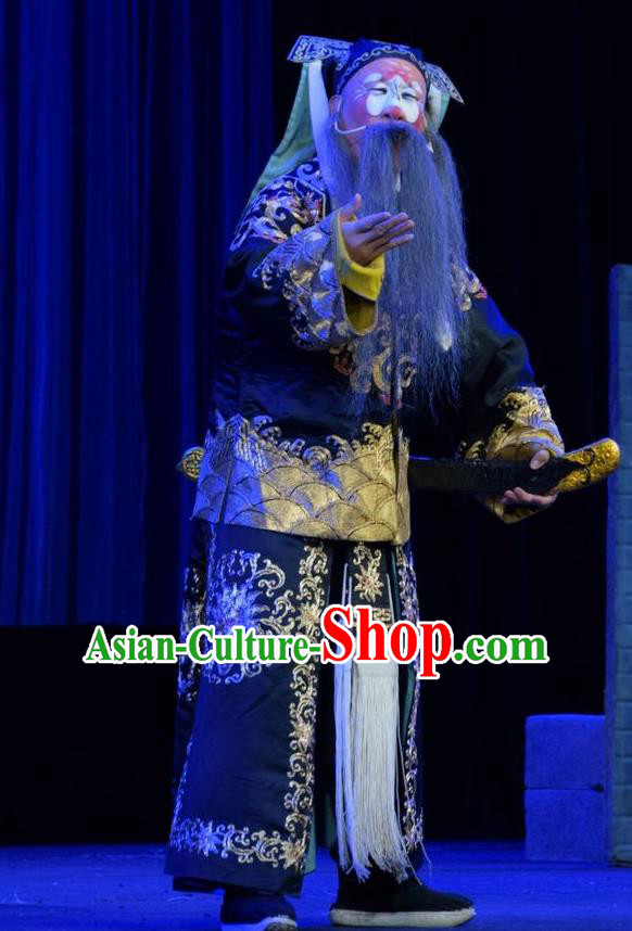 Li Hua Return Tang Chinese Shanxi Opera Elderly Soldier Apparels Costumes and Headpieces Traditional Jin Opera Garment Clown Clothing