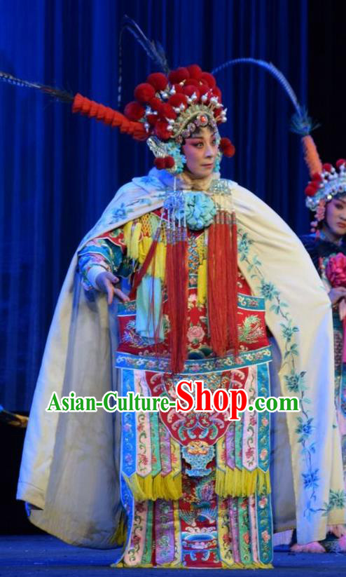 Chinese Jin Opera Female General Garment Costumes and Headdress Li Hua Return Tang Traditional Shanxi Opera Wudan Dress Tao Ma Tan Fan Lihua Apparels