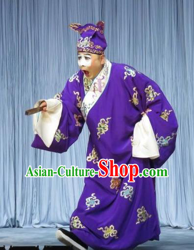 The Story of Jade Bracelet Chinese Bangzi Opera Clown Apparels Costumes and Headpieces Traditional Hebei Clapper Opera Bully Garment Childe Han Chen Clothing