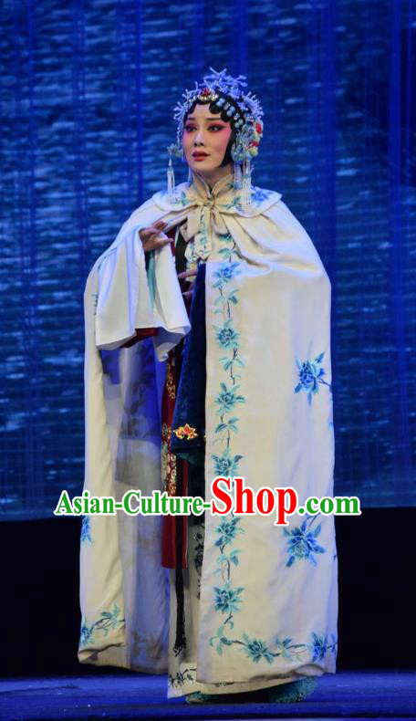 Chinese Jin Opera Young Mistress Garment Costumes and Headdress Tao Jin An Traditional Shanxi Opera Actress Dress Madam Apparels