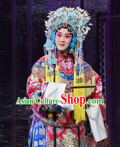 Chinese Jin Opera Court Lady Garment Costumes and Headdress Tao Jin An Traditional Shanxi Opera Hua Tan Dress Noble Princess Apparels