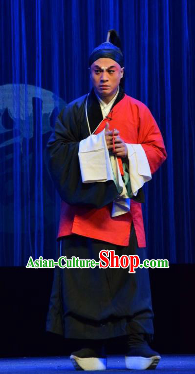 Tao Jin An Chinese Shanxi Opera Distress Male An Yuanzhen Apparels Costumes and Headpieces Traditional Jin Opera Clown Garment Prisoner Clothing