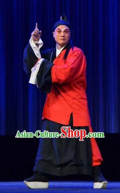 Tao Jin An Chinese Shanxi Opera Distress Male An Yuanzhen Apparels Costumes and Headpieces Traditional Jin Opera Clown Garment Prisoner Clothing