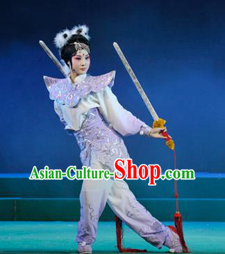 Chinese Hebei Clapper Opera Fairy Garment Costumes and Headdress The Legend of Tenjiku Bracelet Traditional Bangzi Opera Actress Dress Diva Apparels