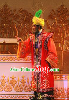 The Legend of Tenjiku Chinese Bangzi Opera Lord Apparels Costumes and Headpieces Traditional Hebei Clapper Opera Elderly Male Garment King Clothing