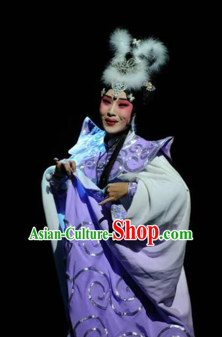 Chinese Hebei Clapper Opera Diva Garment Costumes and Headdress The Legend of Tenjiku Traditional Bangzi Opera Martial Female Dress Fairy Apparels