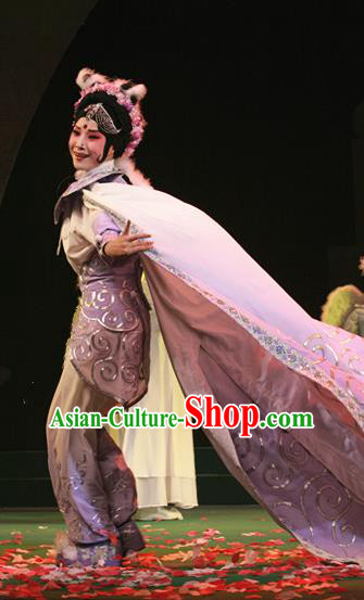 Chinese Hebei Clapper Opera Diva Garment Costumes and Headdress The Legend of Tenjiku Bracelet Traditional Bangzi Opera Martial Female Dress Fairy Apparels