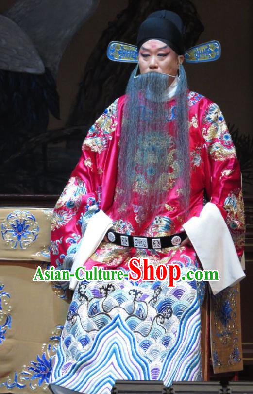 Jin Yunu Chinese Bangzi Opera Governor Lin Run Apparels Costumes and Headpieces Traditional Hebei Clapper Opera Elderly Male Garment Official Clothing