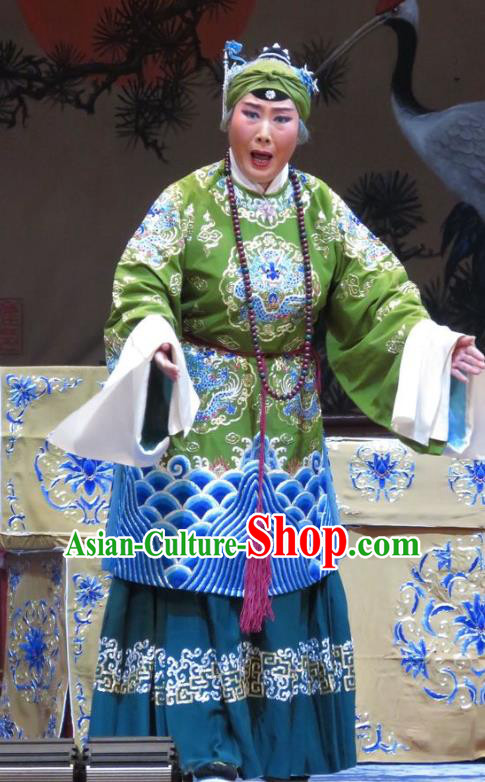 Chinese Hebei Clapper Opera Laodan Garment Costumes and Headdress Jin Yunu Traditional Bangzi Opera Pantaloon Dress Dame Apparels