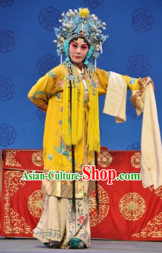 Chinese Shanxi Clapper Opera Princess Yin Ping Garment Costumes and Headdress Jin Shui Bridge Traditional Bangzi Opera Hua Tan Dress Apparels