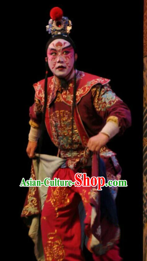 Jin Shui Bridge Chinese Bangzi Opera Swordsman Apparels Costumes and Headpieces Traditional Shanxi Clapper Opera Martial Male Garment Wusheng Qin Ying Clothing