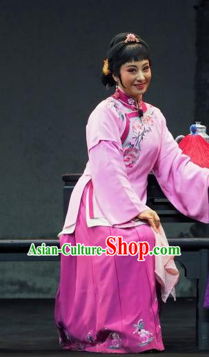 Chinese Jin Opera Civilian Female Garment Costumes and Headdress Yu Chenglong Traditional Shanxi Opera Actress Pink Dress Young Mistress Apparels
