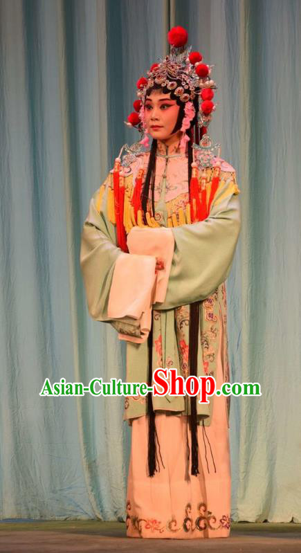 Chinese Jin Opera Court Maid Garment Costumes and Headdress Da Jin Zhi Traditional Shanxi Opera Xiaodan Dress Servant Girl Apparels
