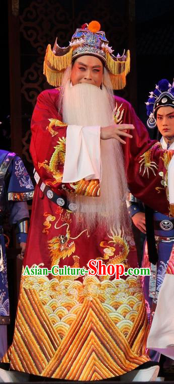 Da Jin Zhi Chinese Shanxi Opera Lord Apparels Costumes and Headpieces Traditional Jin Opera Elderly Male Garment Laosheng Clothing