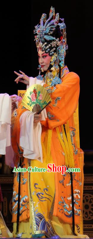 Chinese Jin Opera Queen Garment Costumes and Headdress Da Jin Zhi Traditional Shanxi Opera Young Female Dress Empress Apparels