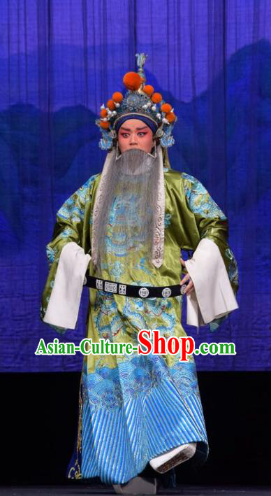 Li Hua Return Tang Chinese Shanxi Opera Laosheng Apparels Costumes and Headpieces Traditional Jin Opera Official Garment Elderly Male Clothing