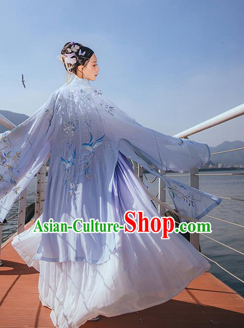 Chinese Tang Dynasty Court Lady Embroidered Hanfu Dress Traditional Apparels Ancient Royal Princess Historical Costumes Complete Set
