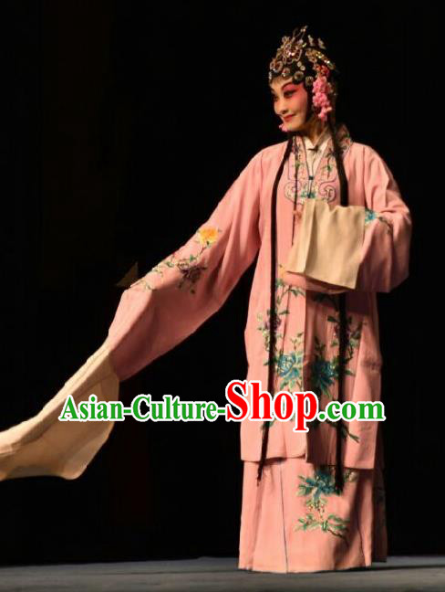 Chinese Jin Opera Rich Lady Red Garment Costumes and Headdress Wo Hu Ling Traditional Shanxi Opera Hua Tan Dress Actress Apparels