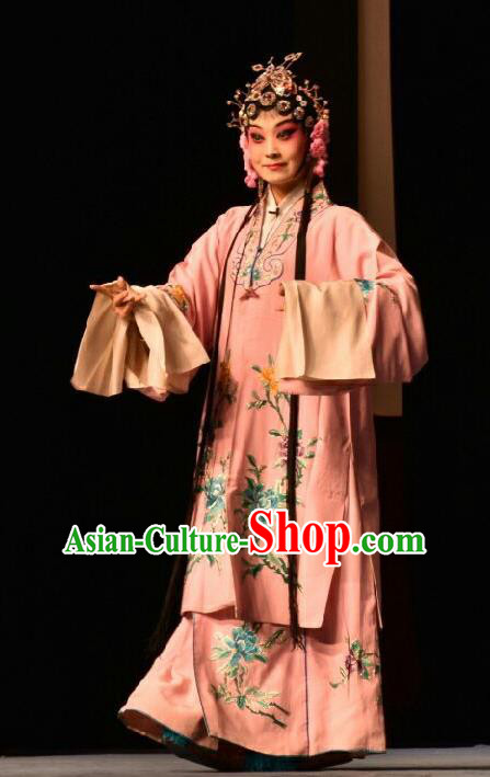 Chinese Jin Opera Rich Lady Red Garment Costumes and Headdress Wo Hu Ling Traditional Shanxi Opera Hua Tan Dress Actress Apparels