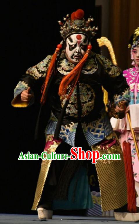 Wo Hu Ling Chinese Shanxi Opera Martial Male Apparels Costumes and Headpieces Traditional Jin Opera Wusheng Garment Steward Tang Dan Clothing