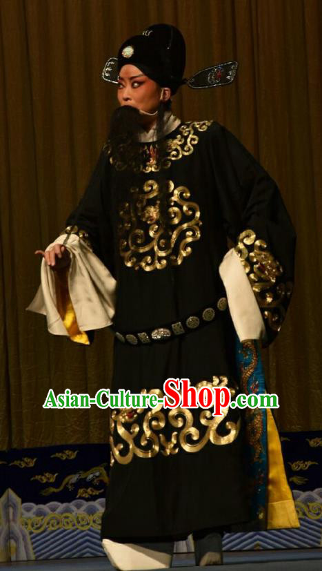 Wo Hu Ling Chinese Shanxi Opera Laosheng Apparels Costumes and Headpieces Traditional Jin Opera Magistrate Dong Xuan Garment Official Clothing