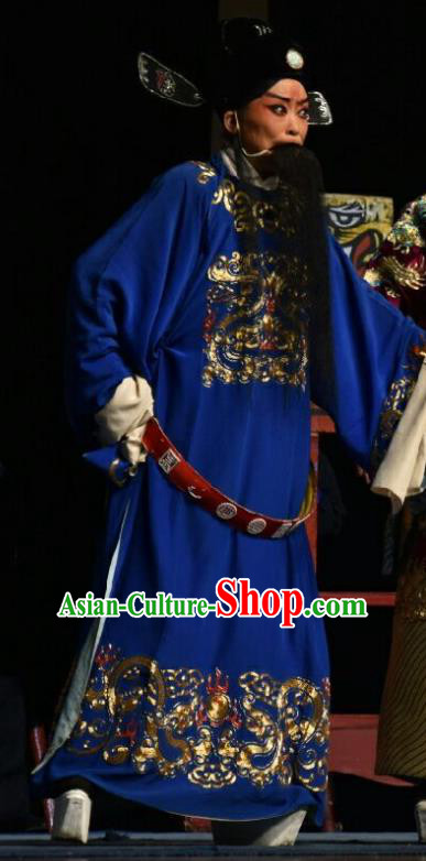 Wo Hu Ling Chinese Shanxi Opera Laosheng Apparels Costumes and Headpieces Traditional Jin Opera Official Garment Magistrate Dong Xuan Clothing