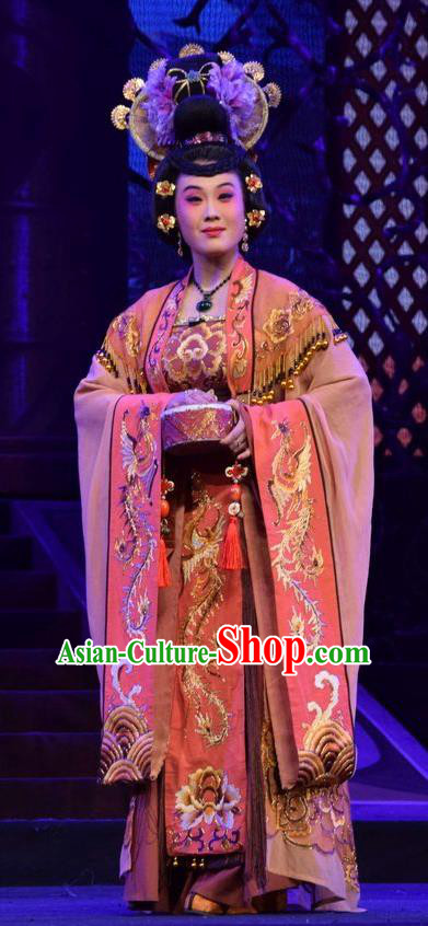 Chinese Jin Opera Queen Wang Garment Costumes and Headdress Madam Ruyi Traditional Shanxi Opera Noble Female Dress Empress Apparels