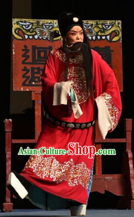 Wo Hu Ling Chinese Shanxi Opera Elderly Male Apparels Costumes and Headpieces Traditional Jin Opera Official Garment Magistrate Dong Xuan Clothing