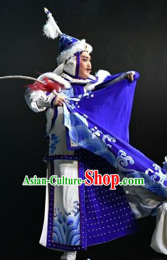 Xiaozhuang Changge Chinese Shanxi Opera General Apparels Costumes and Headpieces Traditional Jin Opera Warrior Garment Qing Dynasty Soldier White Armor Clothing