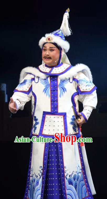 Xiaozhuang Changge Chinese Shanxi Opera General Apparels Costumes and Headpieces Traditional Jin Opera Warrior Garment Qing Dynasty Soldier White Armor Clothing