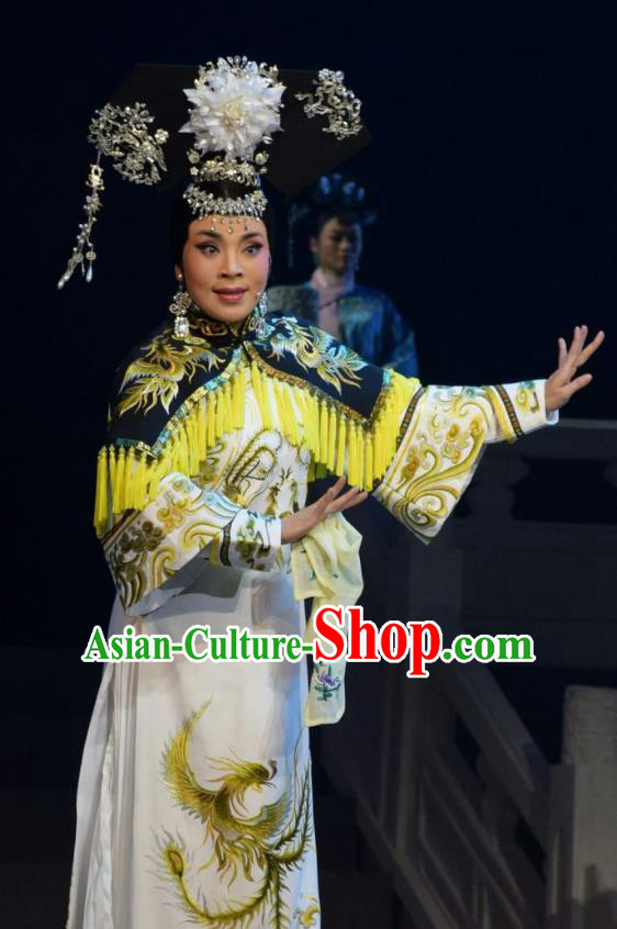 Chinese Jin Opera Queen Garment Costumes and Headdress Xiaozhuang Changge Traditional Shanxi Opera Court Female Dress Empress Yu Er Apparels
