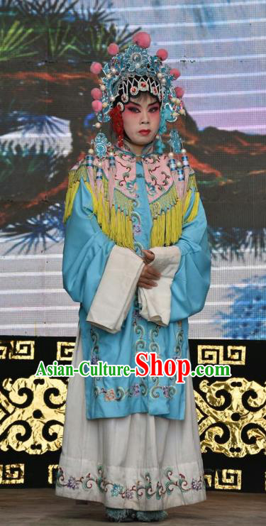 Chinese Jin Opera Servant Girl Garment Costumes and Headdress Tu Fu Zhuang Yuan Traditional Shanxi Opera Court Maid Dress Apparels
