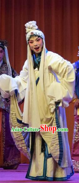 Chinese Jin Opera Distress Maiden Garment Costumes and Headdress Han Yang Court Traditional Shanxi Opera Village Girl Dress Fisher Female Apparels