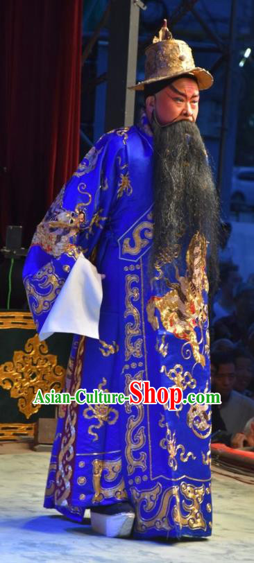 Han Yang Court Chinese Shanxi Opera Lord Apparels Costumes and Headpieces Traditional Jin Opera Elderly Male Garment Clothing
