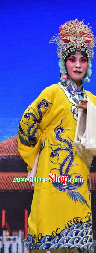 Chinese Jin Opera Court Empress Garment Costumes and Headdress Palm Civet for Prince Traditional Shanxi Opera Queen Liu Dress Diva Apparels